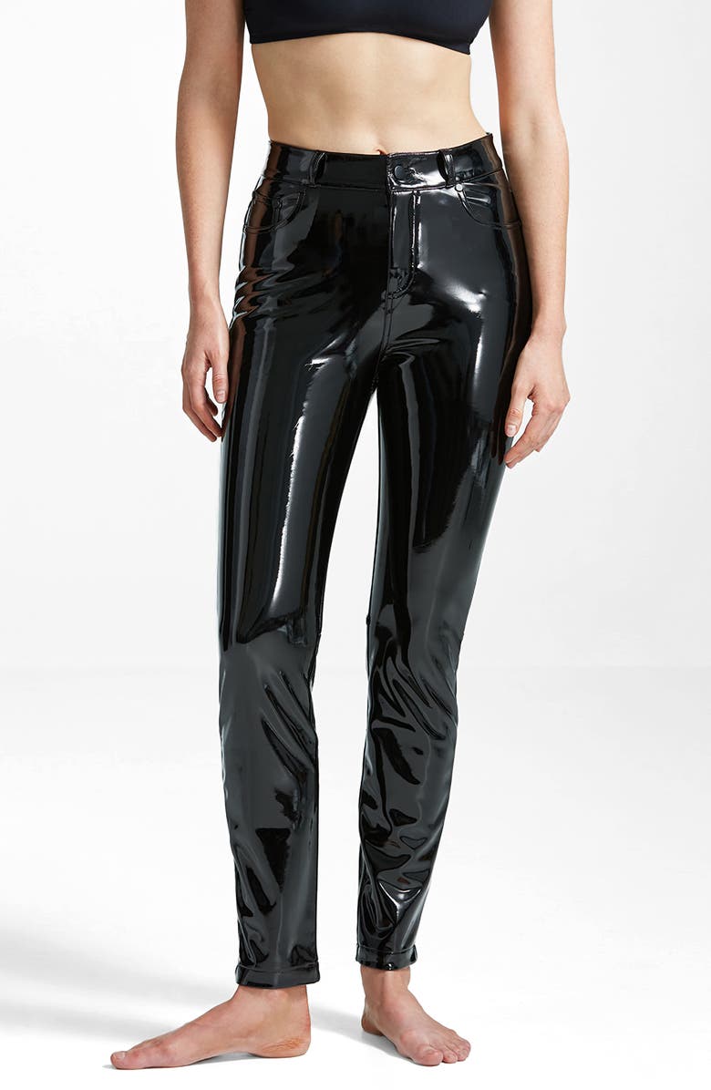 Commando Faux Patent Leather Pants, Alternate, color, Black
