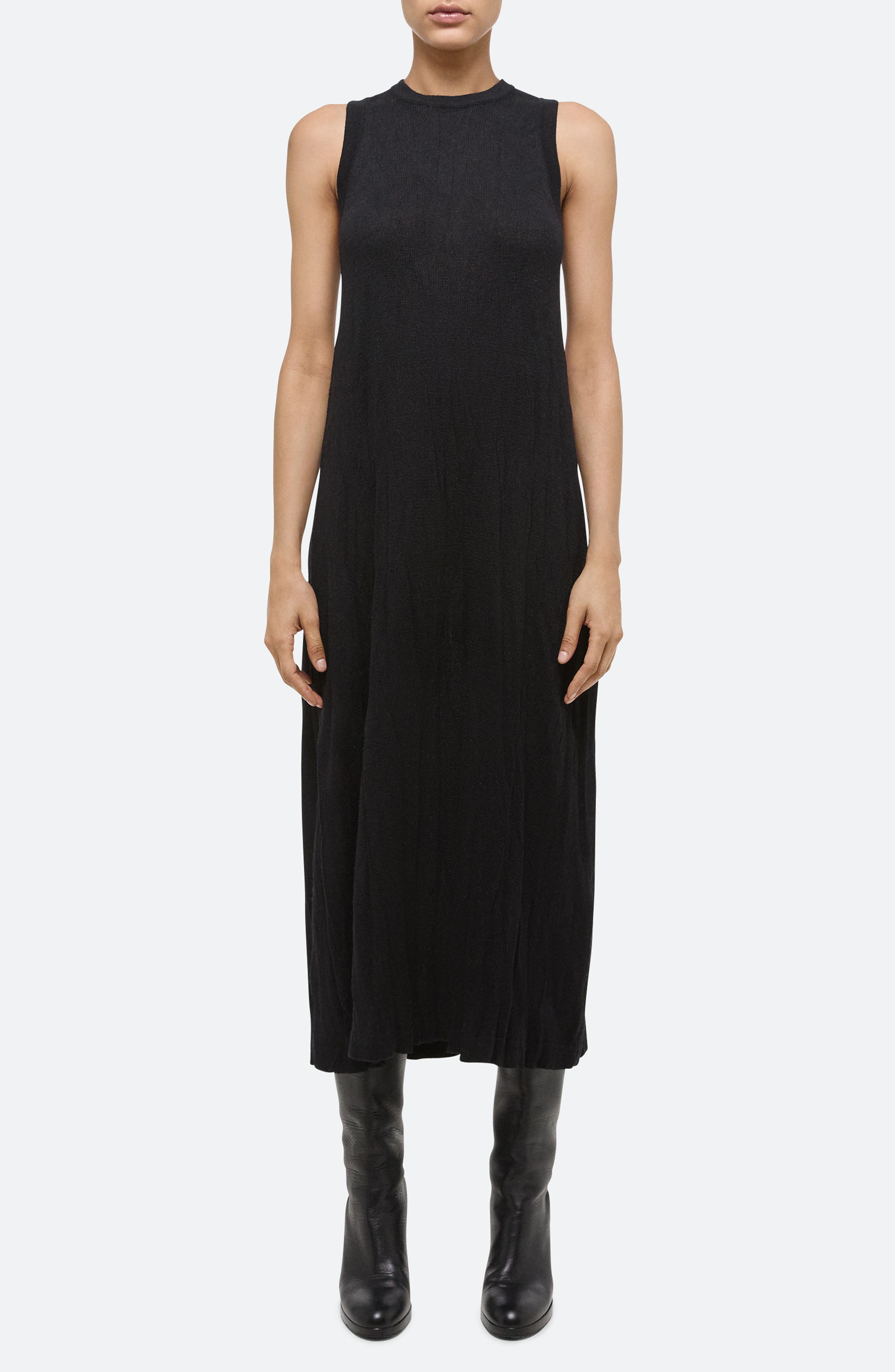 Helmut Lang Crush Sleeveless Knit Midi Dress