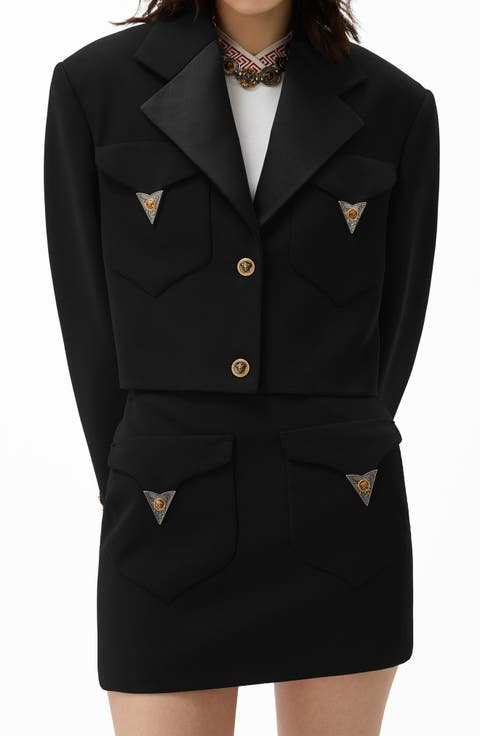 Crop Stretch Wool Blazer