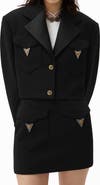 Versace Crop Stretch Wool Blazer