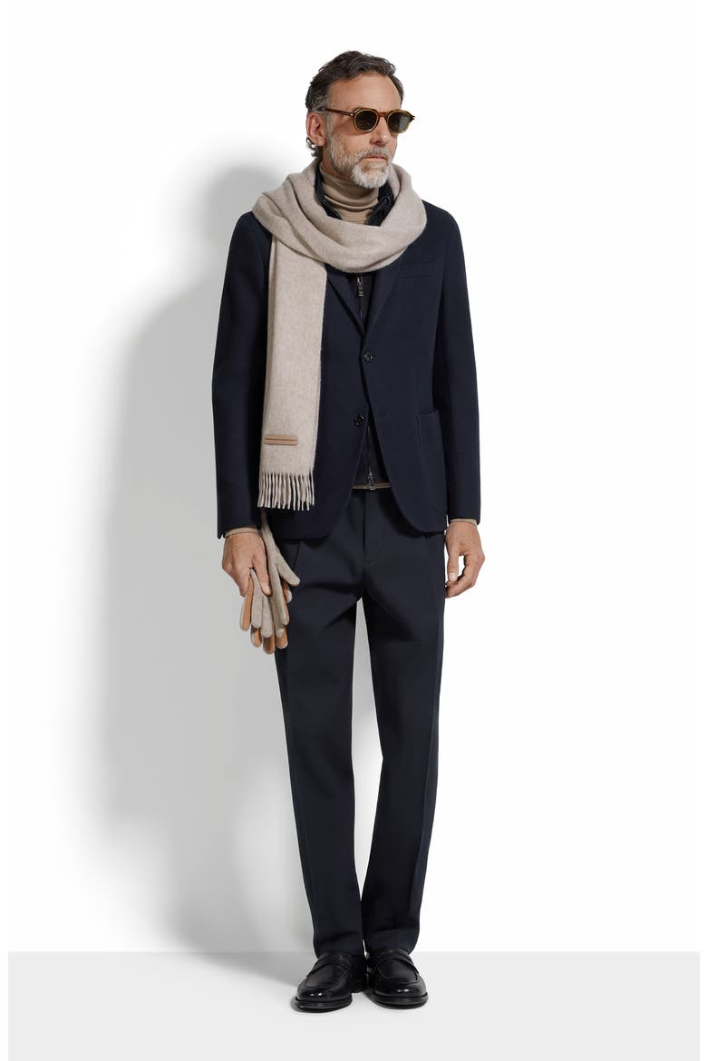 High Performance™ Wool & Cotton Jersey Sport Coat with Detachable Suede Bib, Alternate, color, NAVY BLUE
