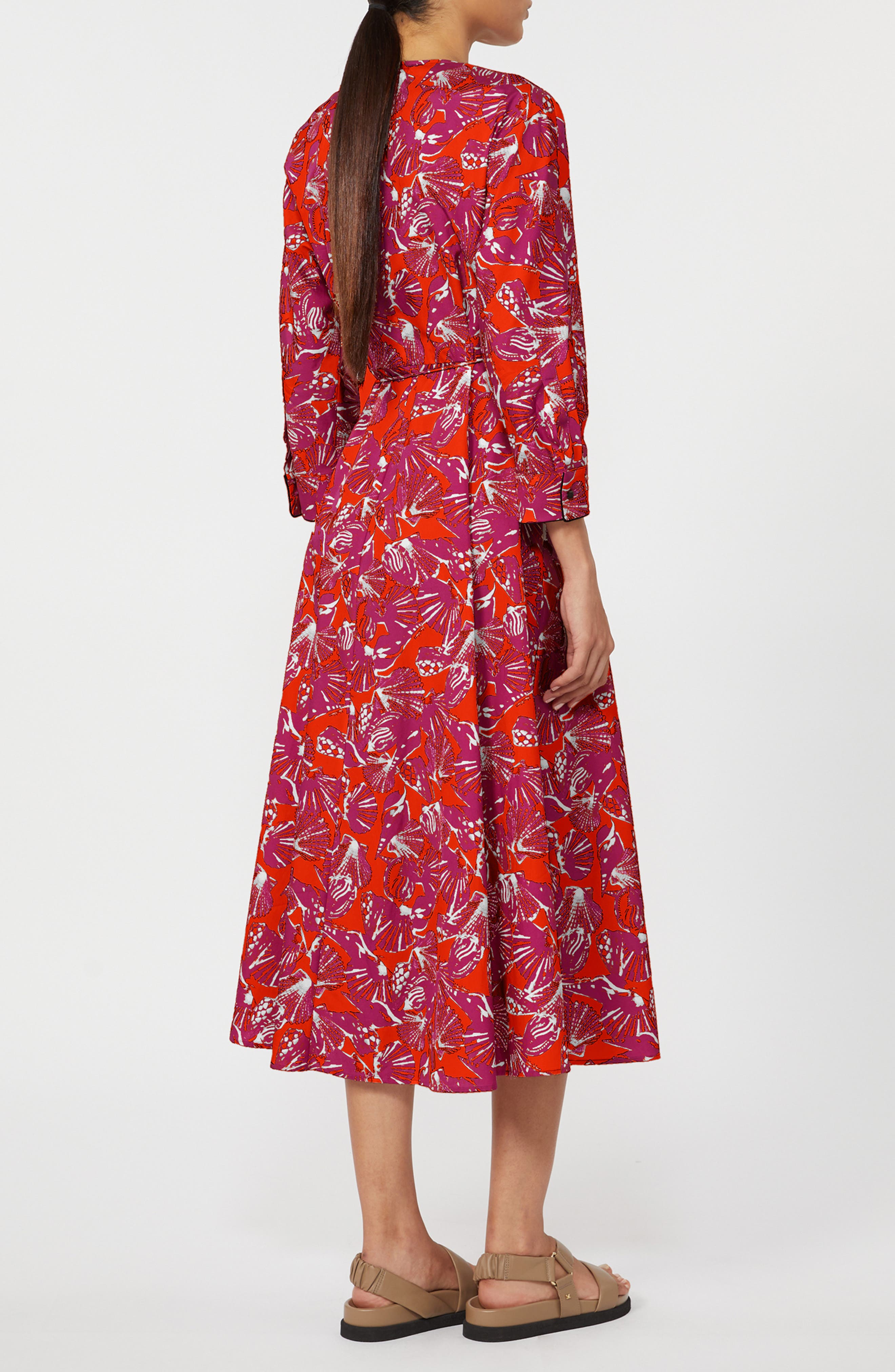 Camino Shell Print Cotton Poplin Wrap Dress - image 2