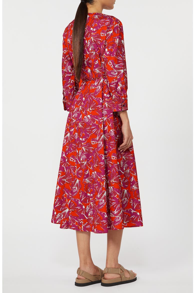 Camino Shell Print Cotton Poplin Wrap Dress, Alternate, color, CORAL