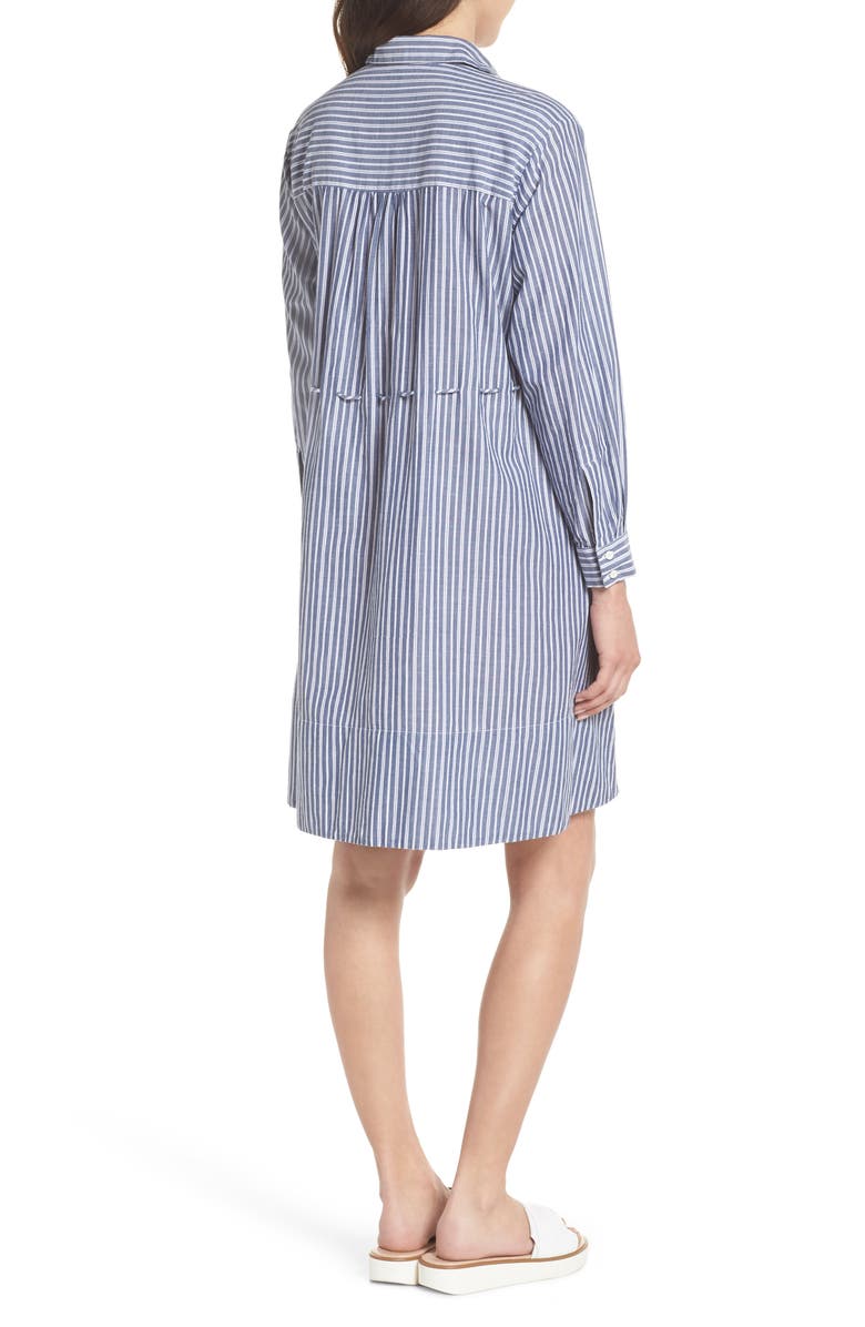 French Connection Tatus Stripe Drawstring Cotton Shirtdress, Alternate, color, 