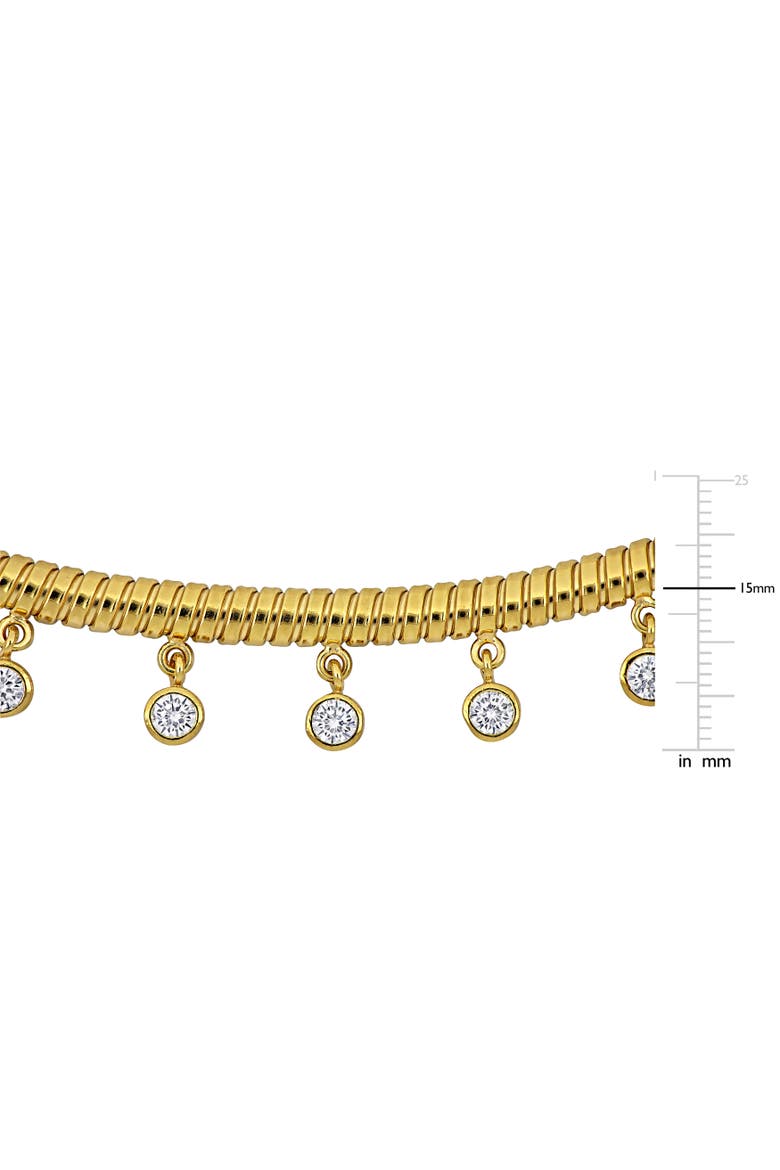 Cubic Zirconia Omega Station Drop Necklace, Alternate, color, Yellow-Plated