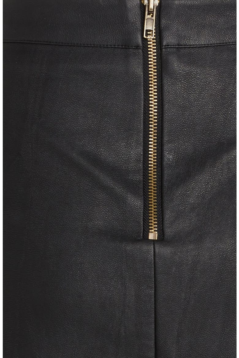 ASTR Faux Leather Skater Skirt, Alternate, color, BLACK