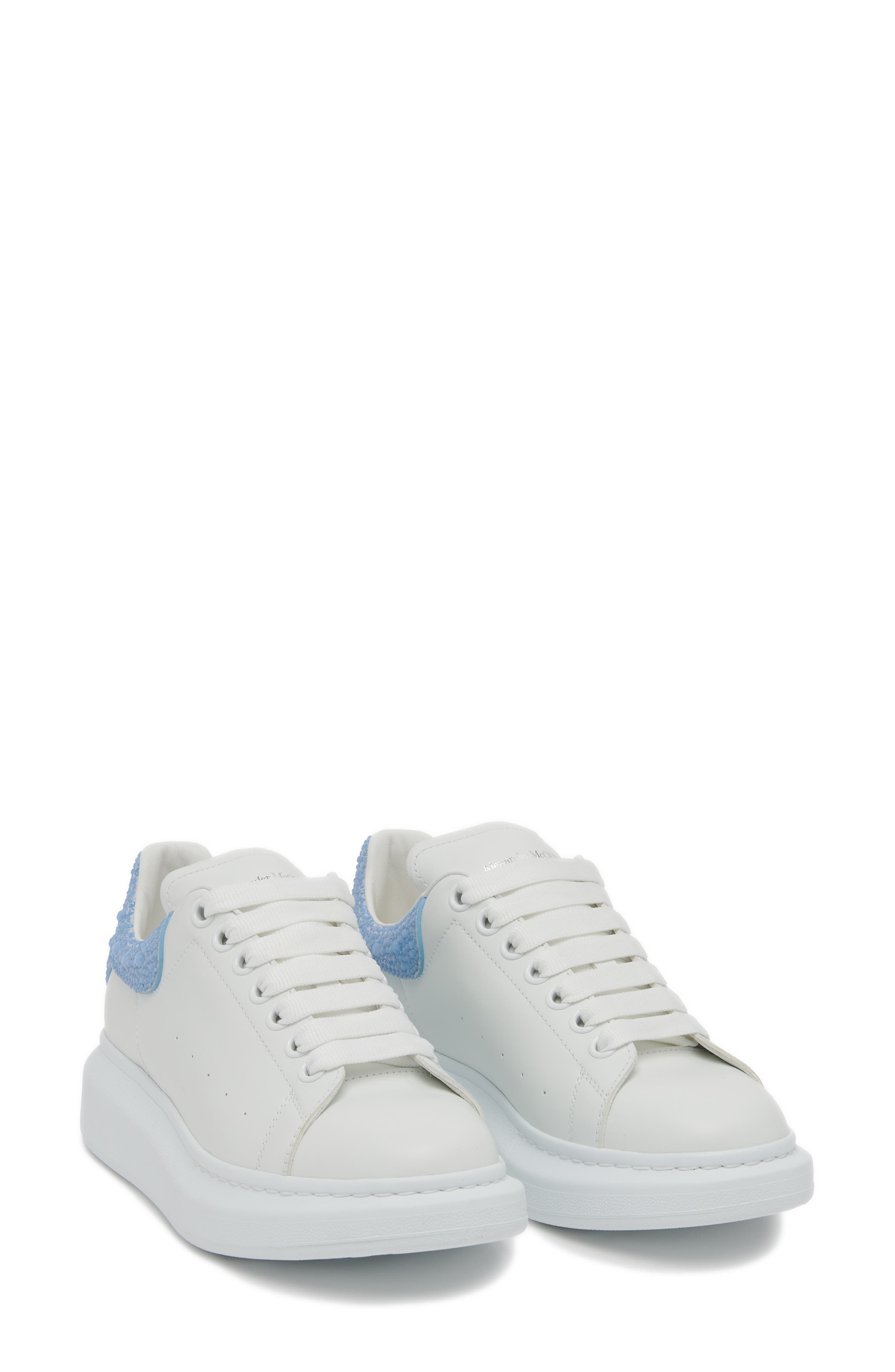 Oversized Crystal Embellished Sneaker, Alternate, color, WHITE/ POWDER BLUE