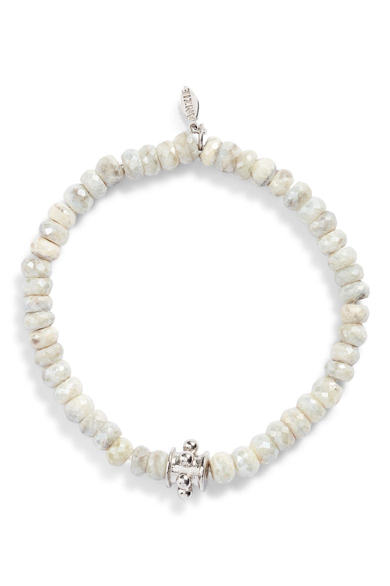 Bohème Beaded Stone Bracelet, Main, color, WHITE