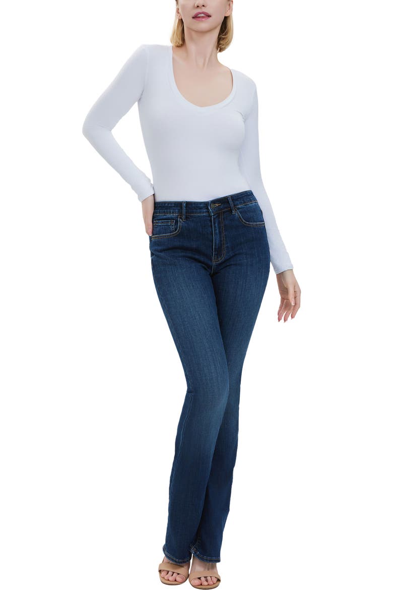 V-Neck Long Sleeve Bodysuit, Alternate, color, White