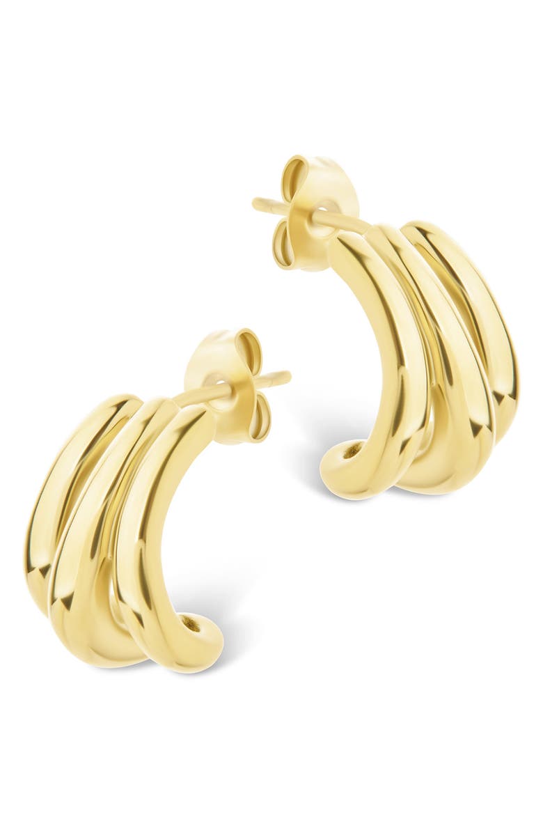 Sterling Forever Clarice Triple Layered Hoop Earrings, Alternate, color, Gold