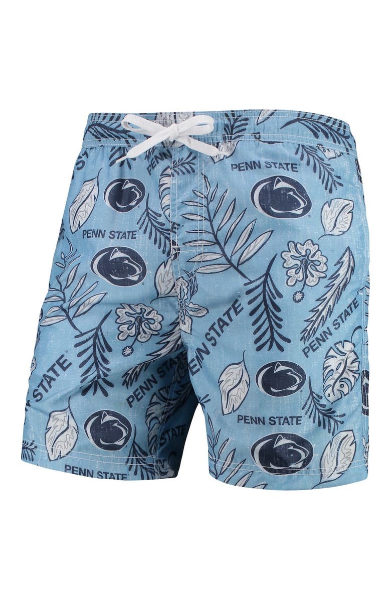 Wes & Willy Men's Wes & Willy Light Blue Penn State Nittany Lions Vintage Floral Swim Trunks, Alternate, color,