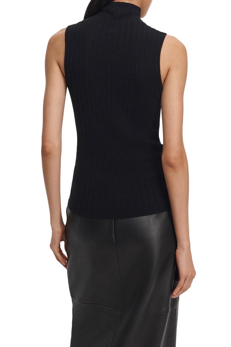 Rhodes Sleeveless Wool Turtleneck, Alternate, color, BLACK