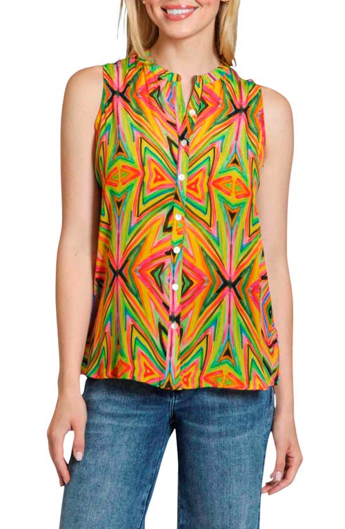 Apny Sleeveless Button-up Shirt In Green Multi