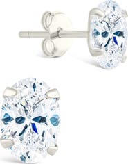 Sterling Forever Oval-Cut Cubic Zirconia Stud Earrings