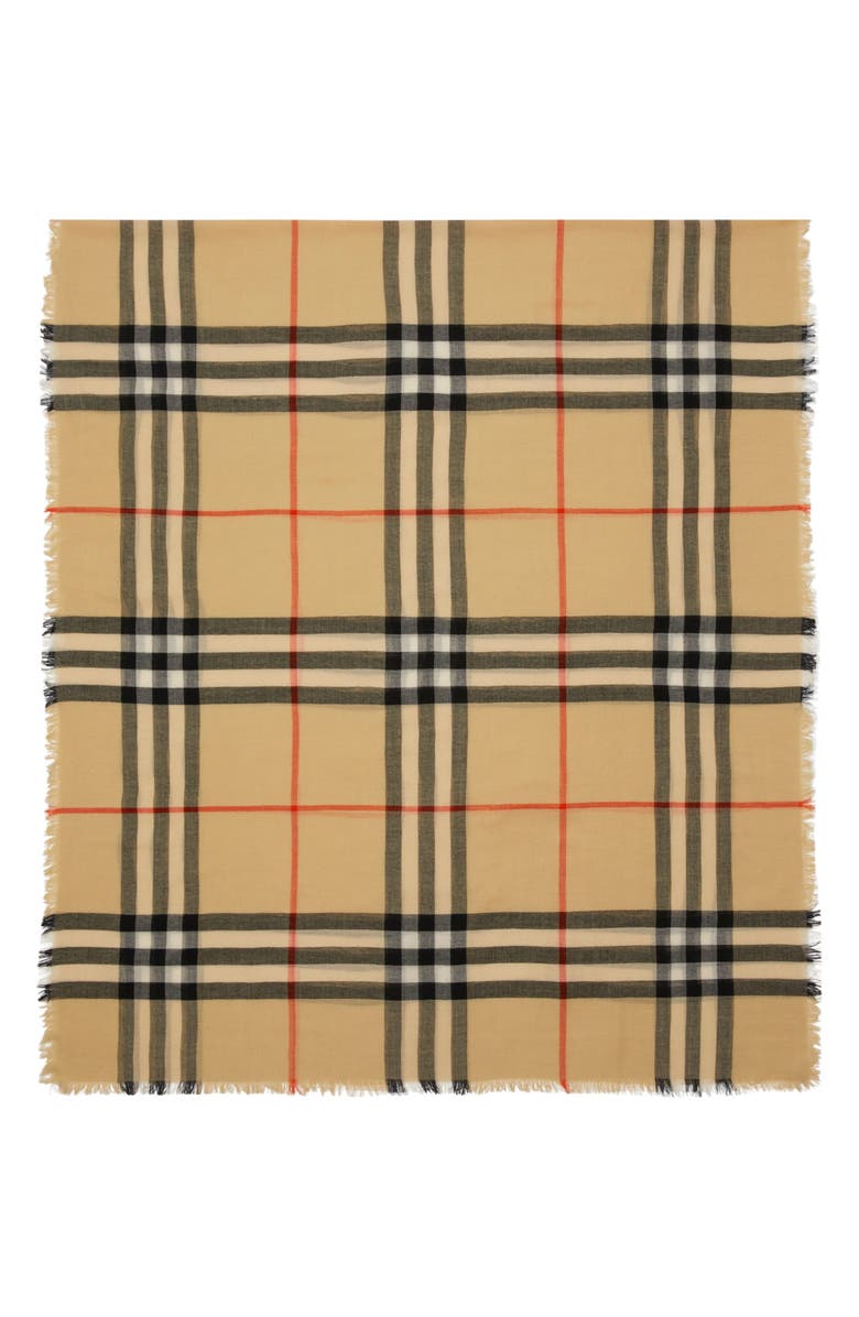 Burberry Check Wool Scarf, Main, color, Archive Beige