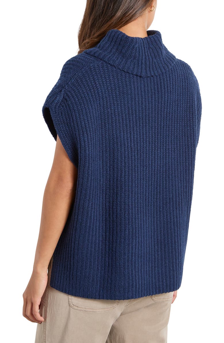 Splendid Rosalie Turtleneck Short Sleeve Sweater, Alternate, color, Navy