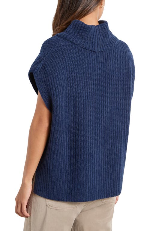 Splendid Rosalie Turtleneck Short Sleeve Sweater In Blue