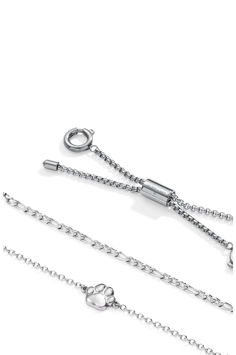 Paw Stranded Bracelet Set, Alternate, color, Silver