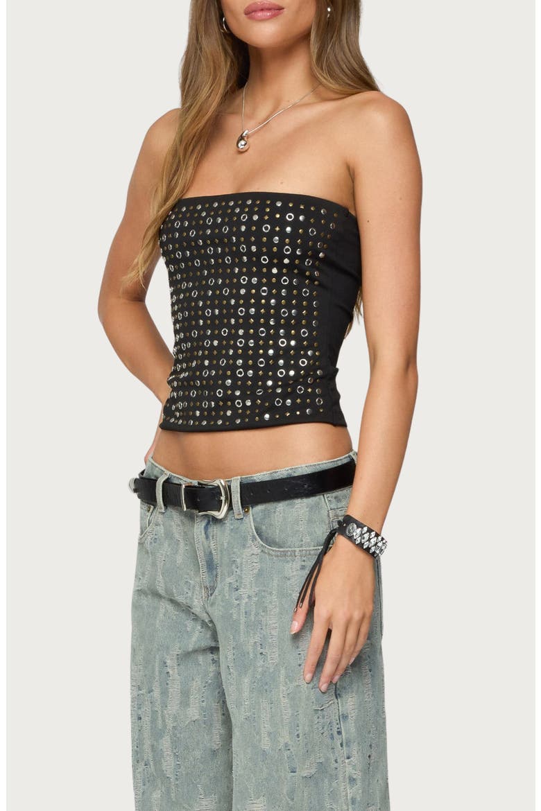 Blanco Studded Tube Top, Alternate, color, BLACK