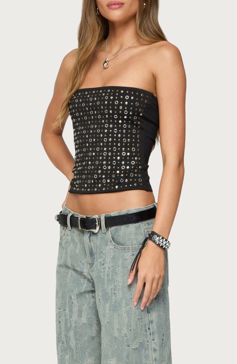 EDIKTED Blanco Studded Tube Top, Alternate, color, Black