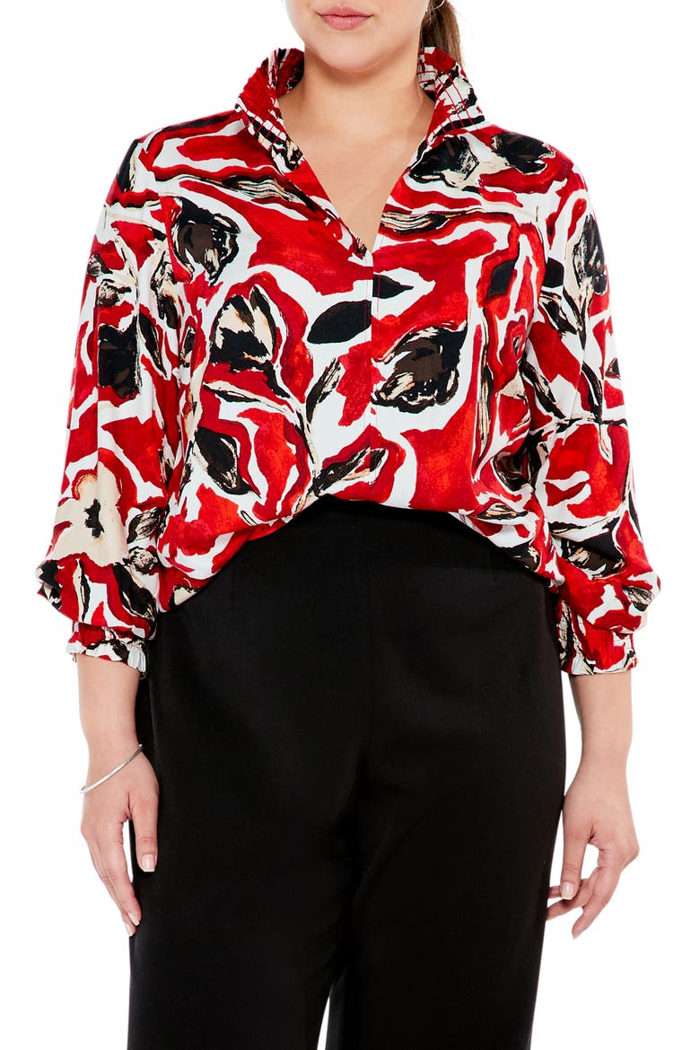 Petal Pop Floral Blouse, Main, color, RED MULTI