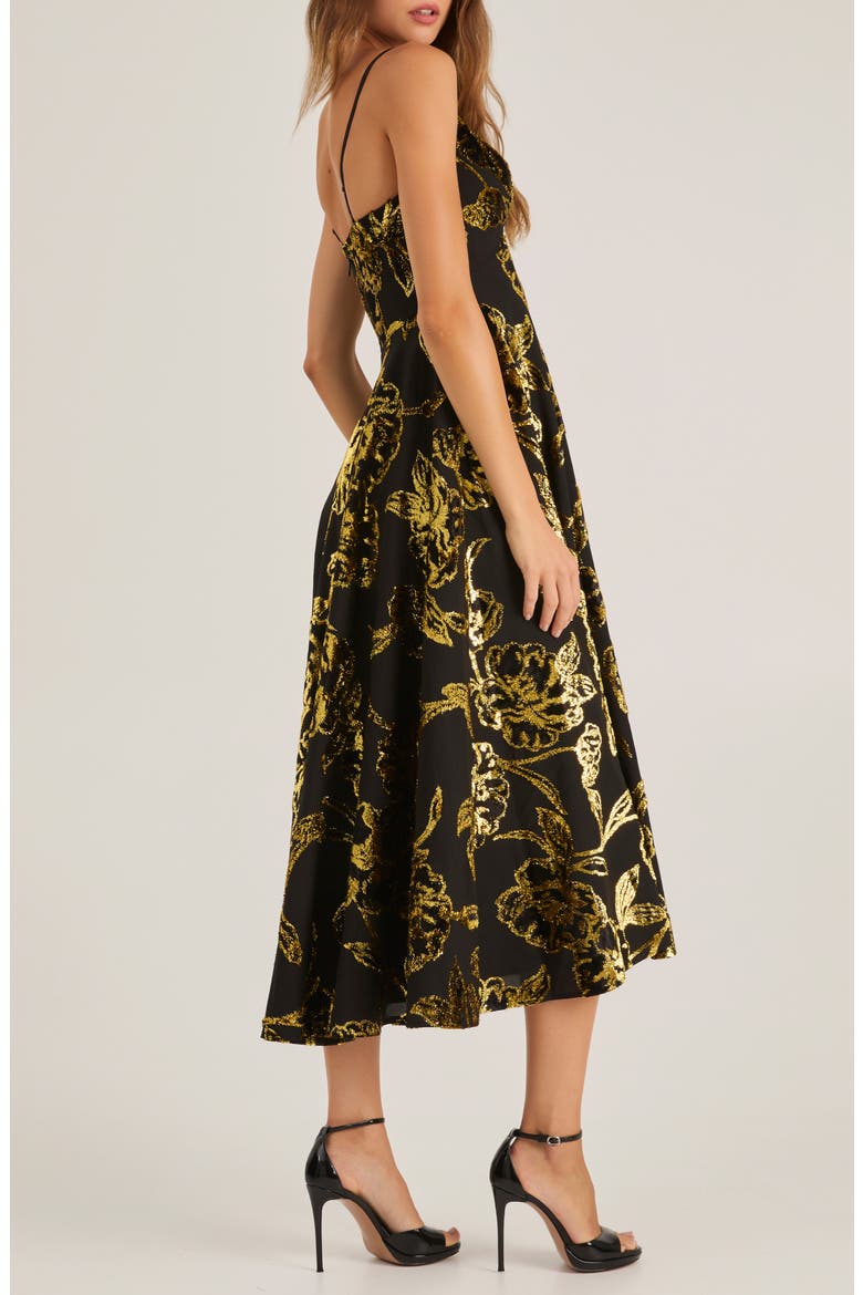 Edith Metallic Floral Gown, Alternate, color, BLACK/ GOLD