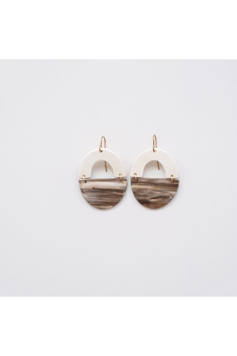 Horizon Earrings, Main, color, Brown + White
