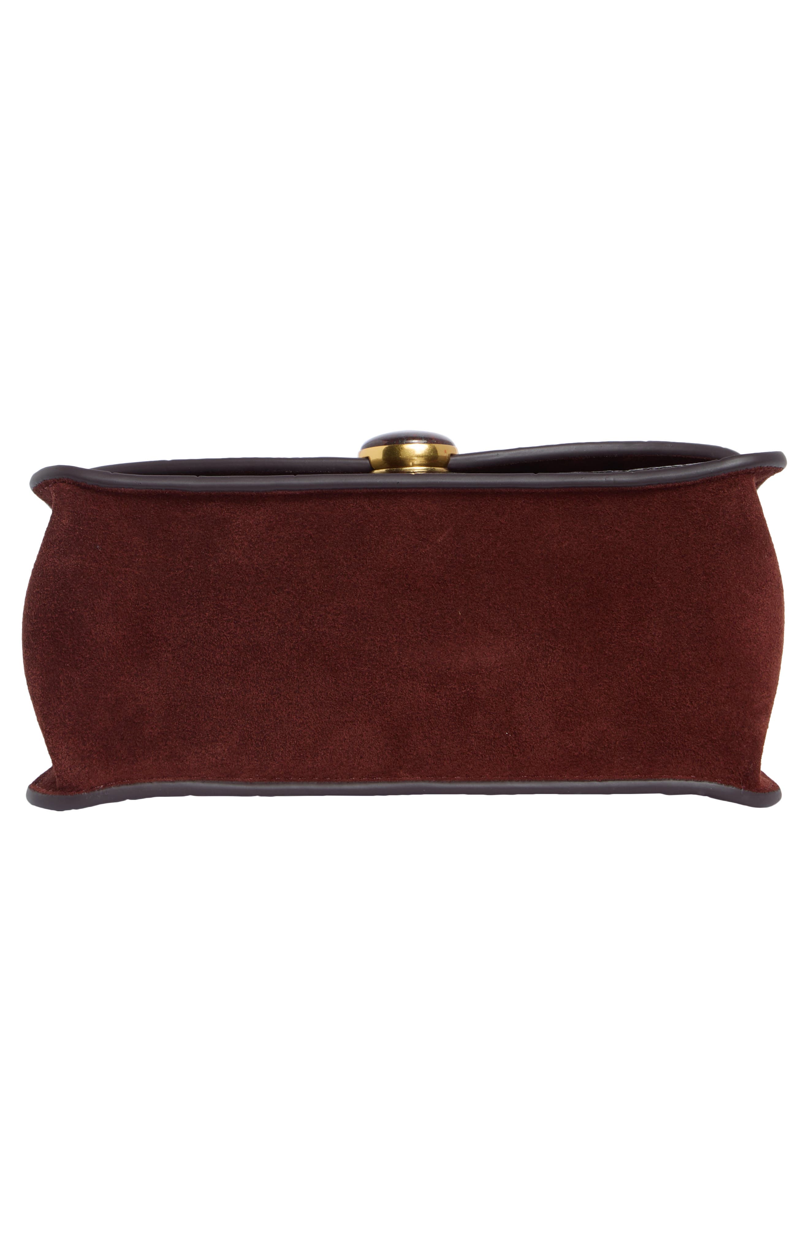 Flora Mini Croc Embossed Leather Top Handle Bag, Alternate, color, BLACK ROSE