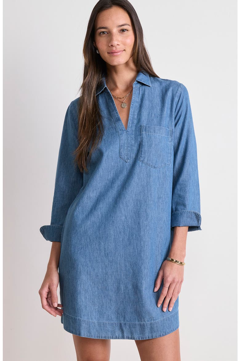 Mango Cotton Chambray Shirtdress, Alternate, color, MORNING MIST