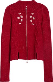 Paolina Russo Embroidered Alpaca & Merino Wool Cable Cardigan