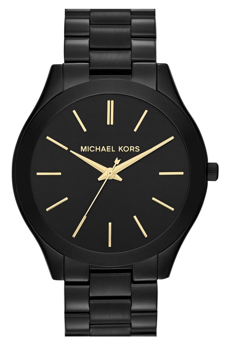'Slim Runway' Bracelet Watch, 42mm, Main, color, BLACK
