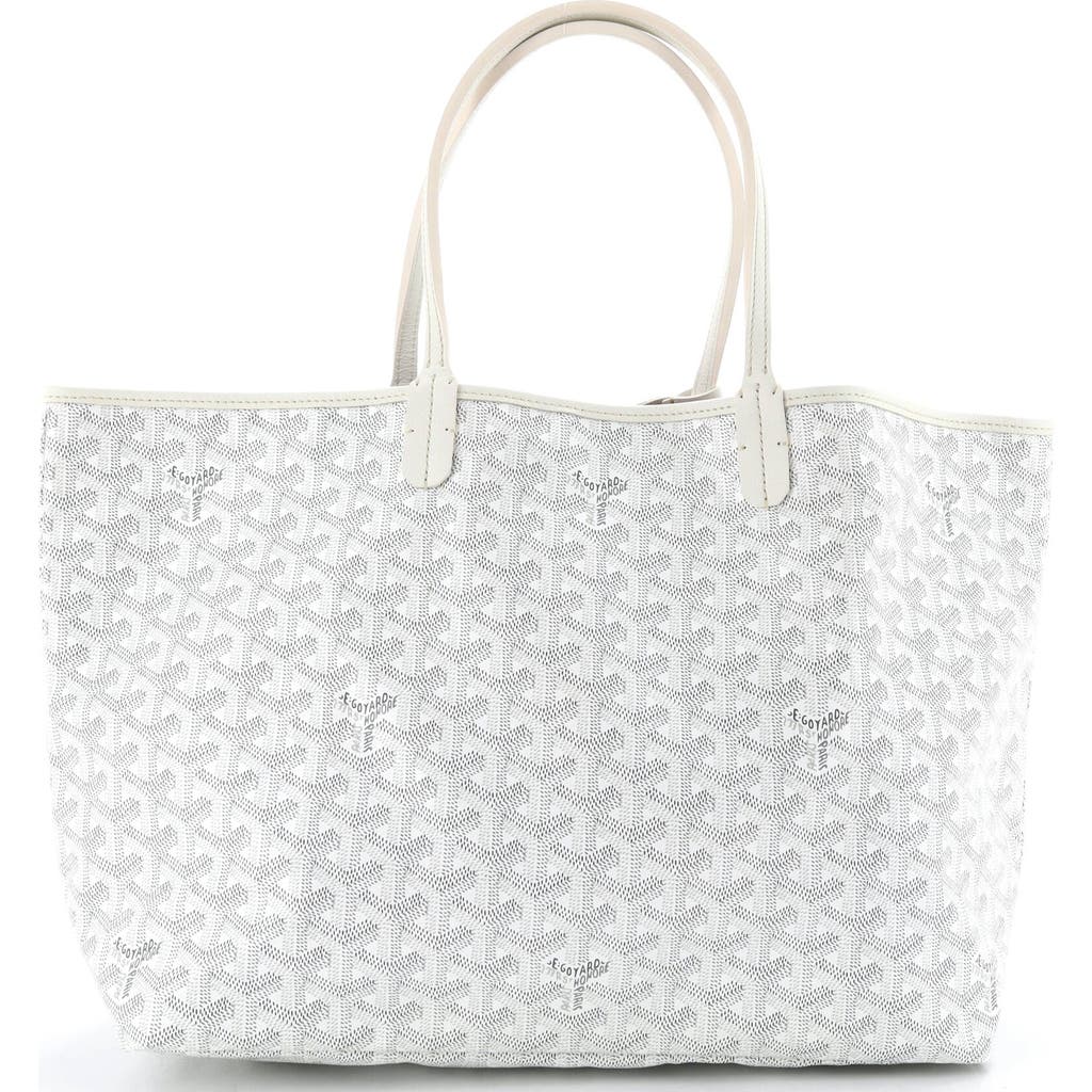 Pre-owned Goyard  Goyard Saint Louis Tote Coated Canvas Pm In White