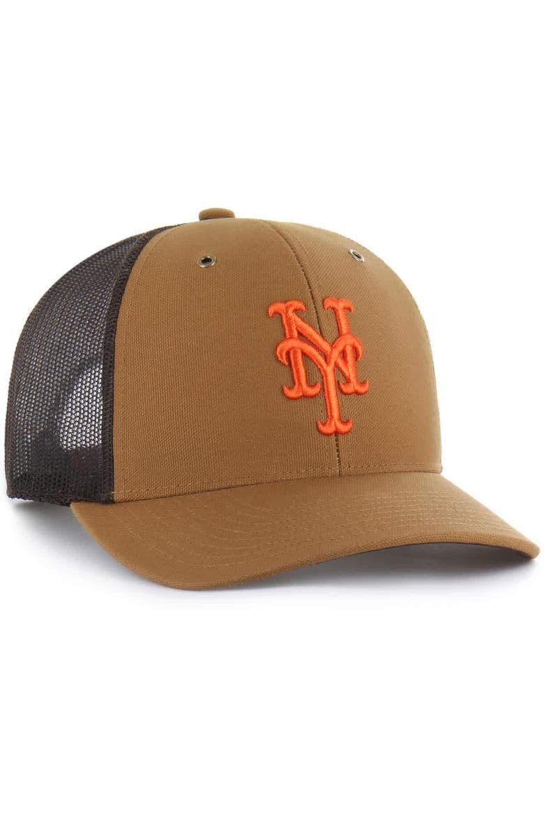 Men's Carhartt x '47  Brown New York Mets Trucker Adjustable Hat, Alternate, color, Brown