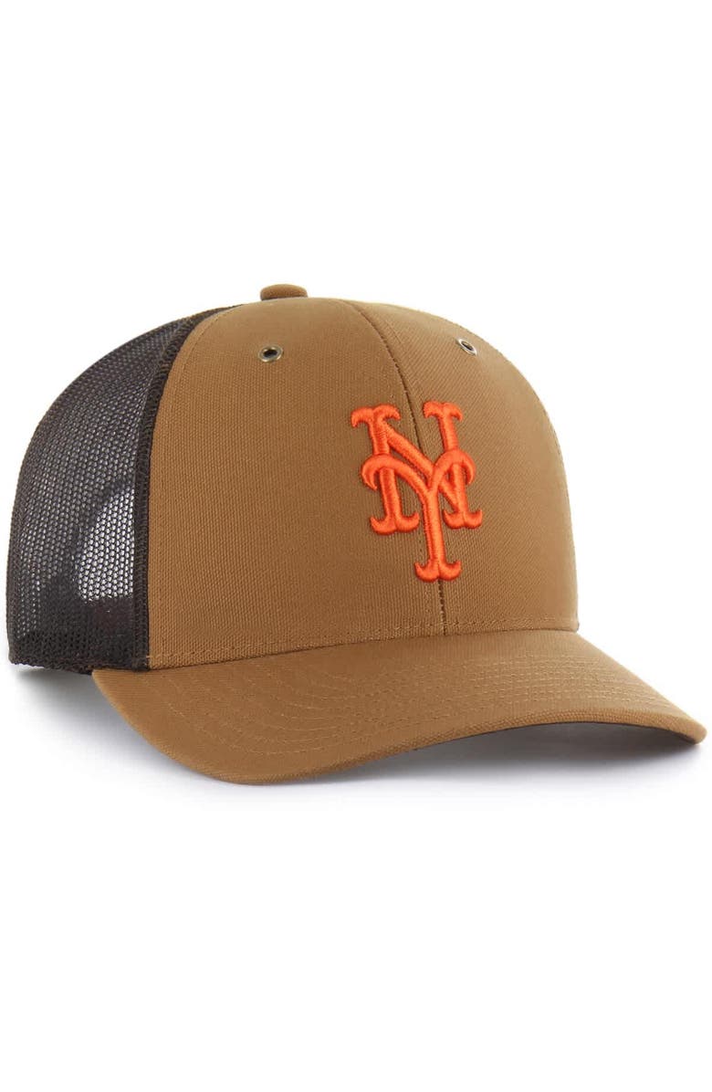 CARHARTT X 47 Men's Carhartt x '47  Brown New York Mets Trucker Adjustable Hat, Alternate, color, Brown