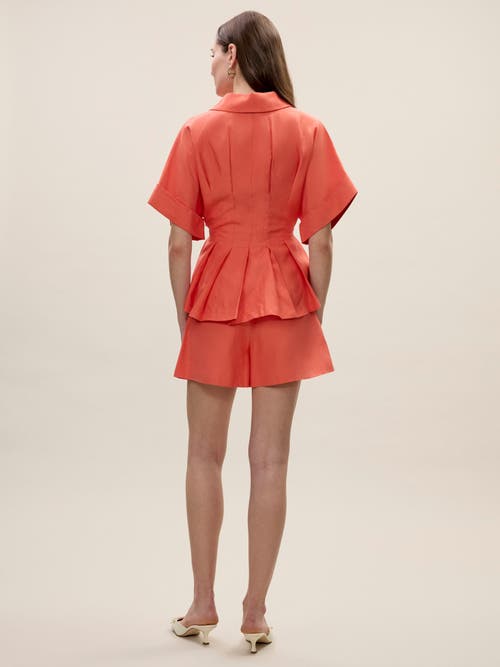 Rebecca Taylor Lena Shine Blouse In Coral
