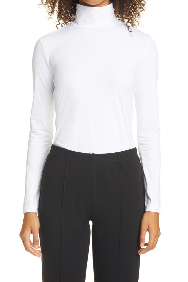 Nuda Fine Jersey Turtleneck Top, Main, color, WHITE