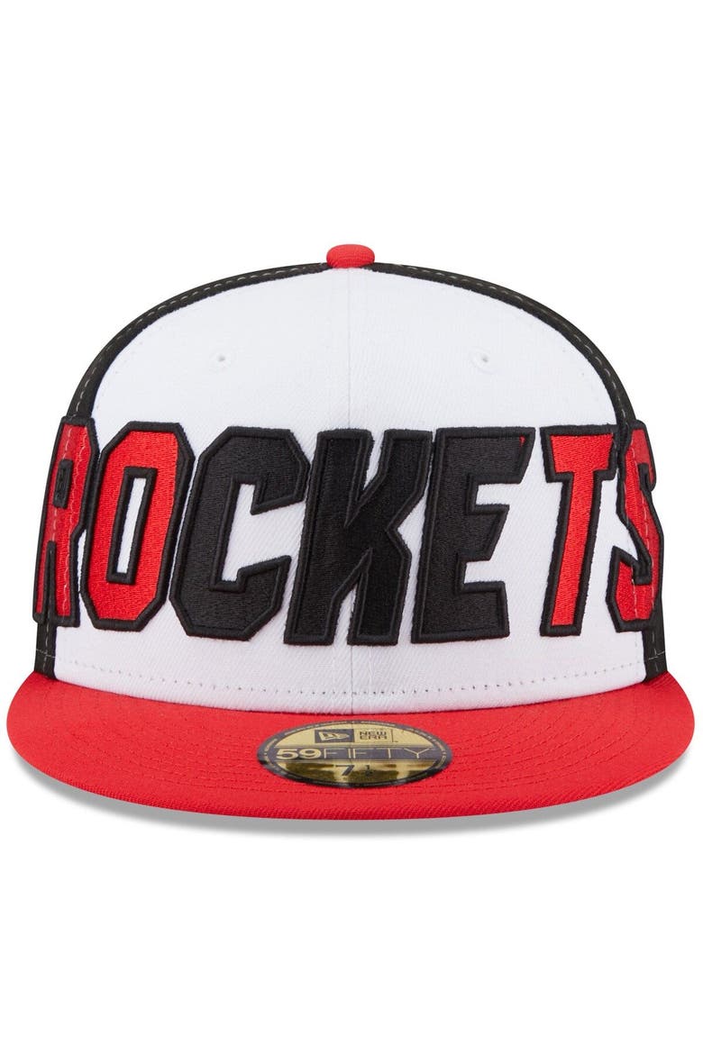 Men's New Era White/Red Houston Rockets Back Half 59FIFTY Fitted Hat, Alternate, color, White