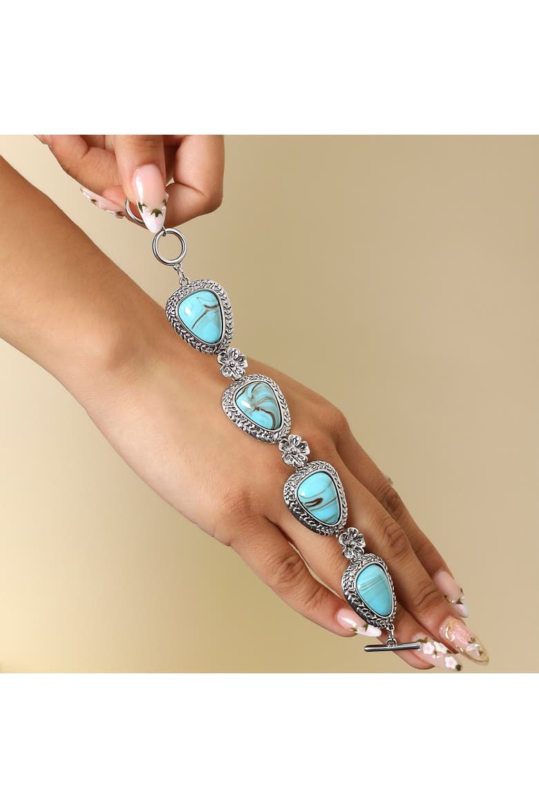 Turquoise Gemstone Flower Bracelet, Alternate, color, Silver, turquoise