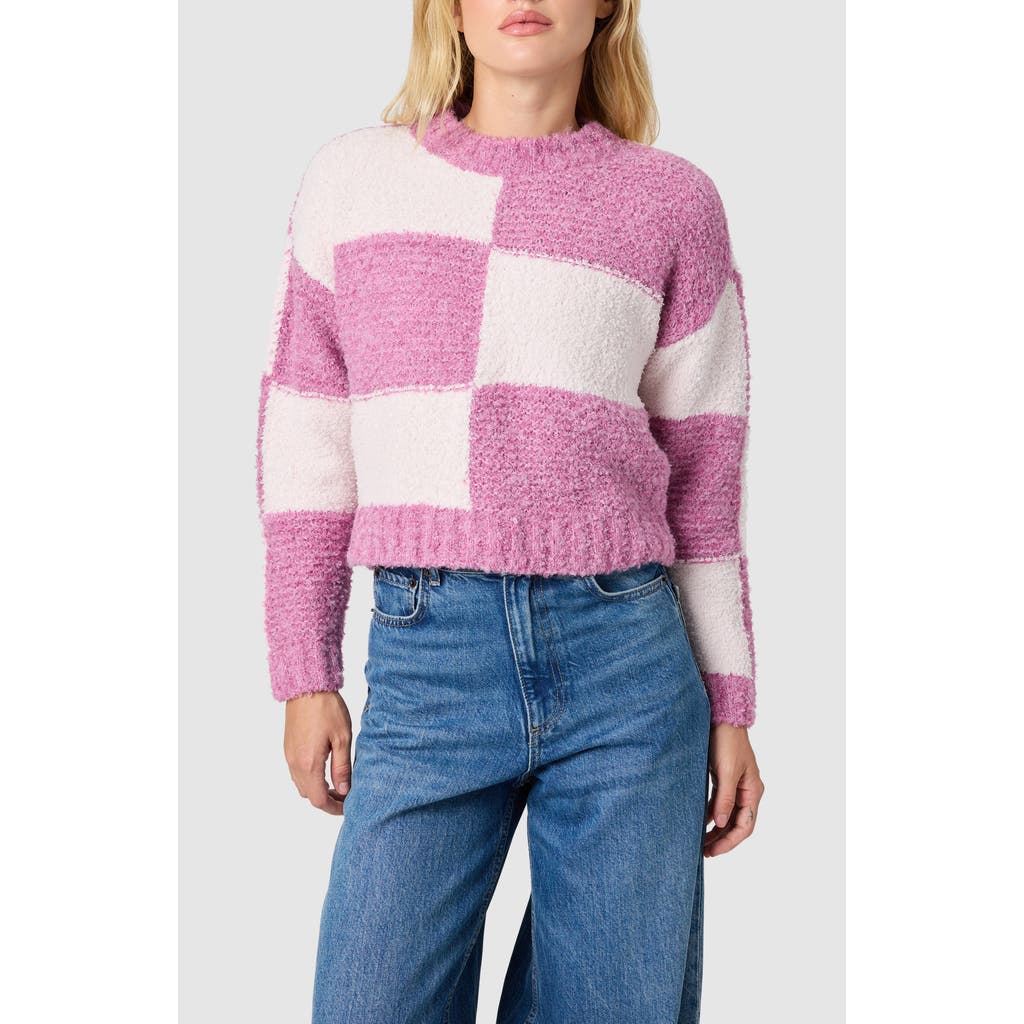 Lush Colorblock Checker Sweater In Purple