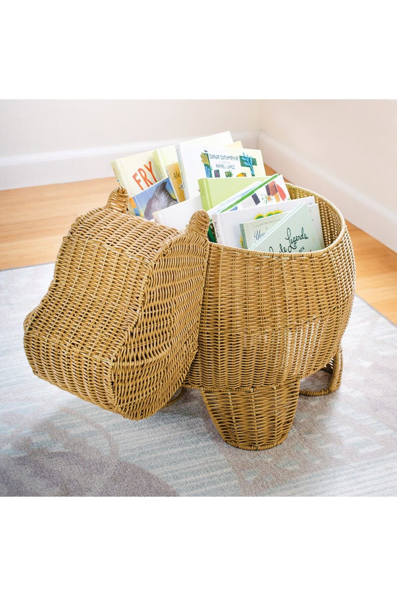Hippo Washable Wicker Floor Basket, Alternate, color, Brown