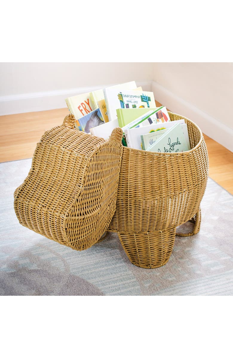 Kaplan Early Learning Company Hippo Washable Wicker Floor Basket, Alternate, color, Brown