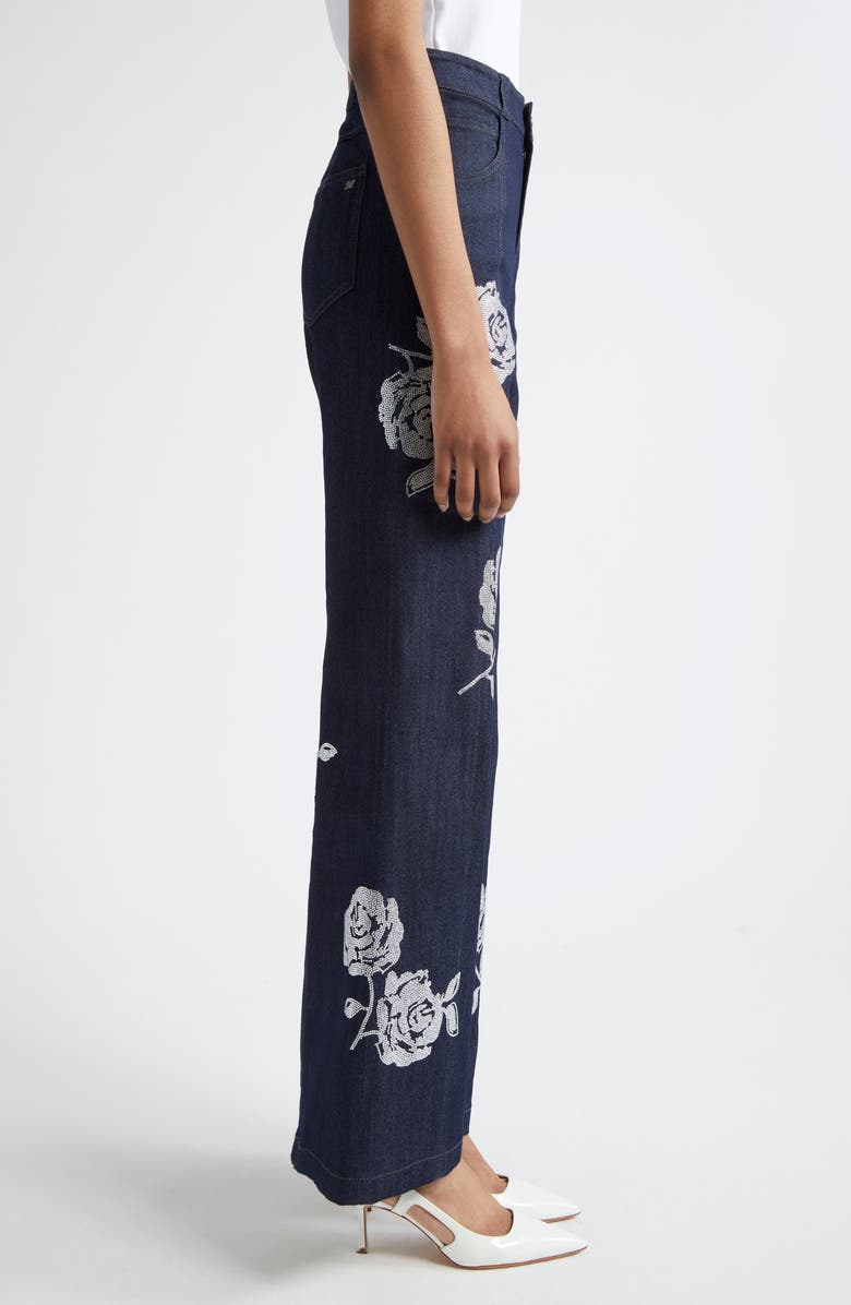 Cinq à Sept Francine Embellished Rose Wide Leg Denim Pants, Alternate, color,