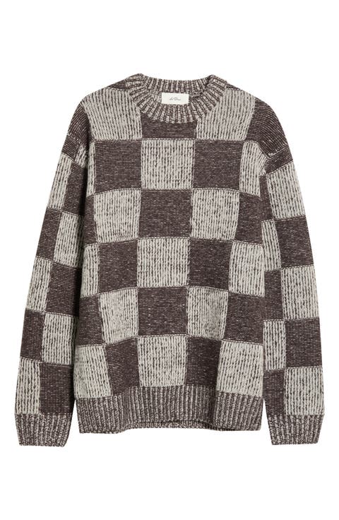 Checkered Wool Crewneck Sweater