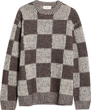 Les Deux Checkered Wool Crewneck Sweater