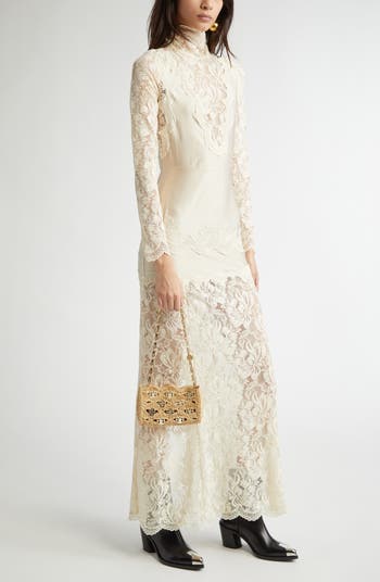Rabanne Long Sleeve Lace & Jersey Dress | Nordstrom