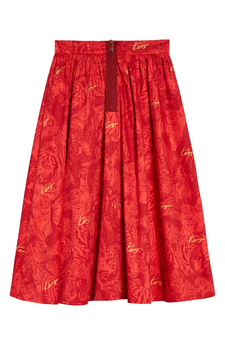 KENZO Kids' Mid Length Tiger Print Skirt, Alternate, color, 