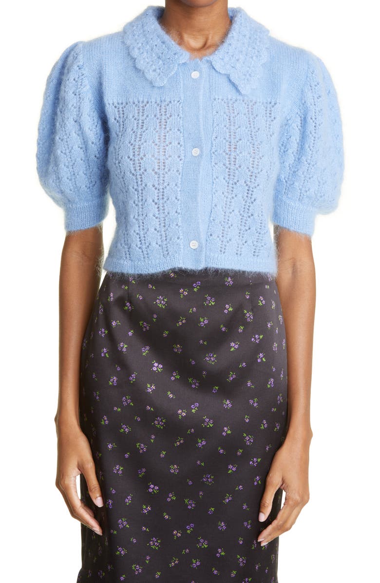 Shushu/Tong Pointelle Puff Sleeve Mohair Blend Cardigan, Main, color,