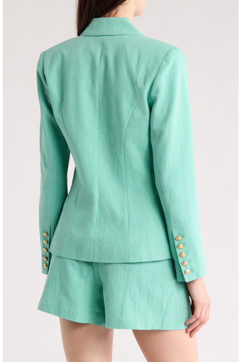 Kenzie Double Breasted Linen & Cotton Blazer, Alternate, color, SEAFOAM