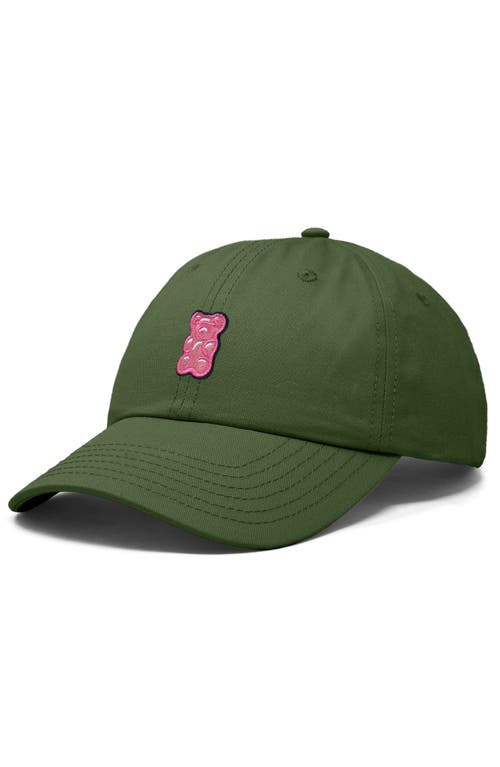 Dalix Pink Gummy Embroidered Casual Cap In Olive