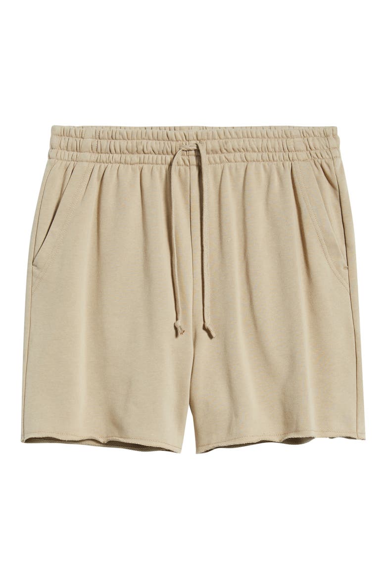 Frayed Terry Sweat Shorts, Alternate, color, TAN TEAK